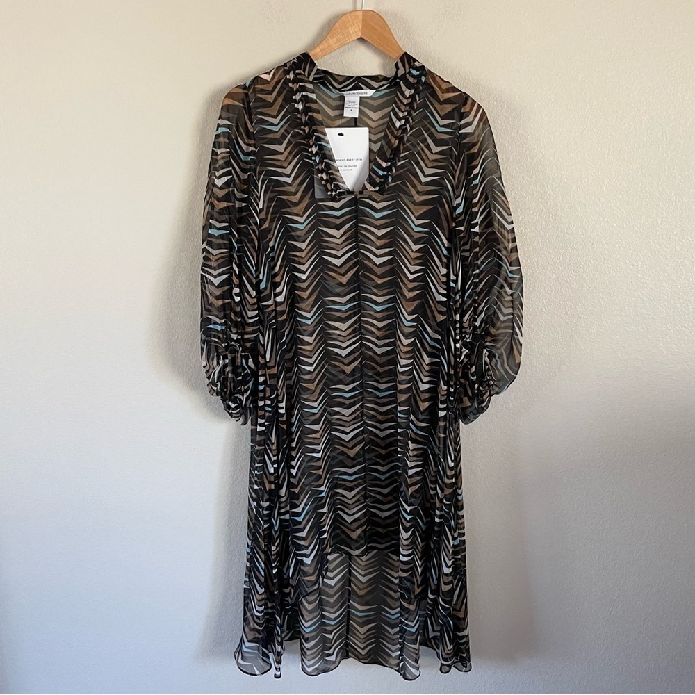 Diane Von Furstenberg Kipling Caftan Beach Cover Up Geometric Print Size 4